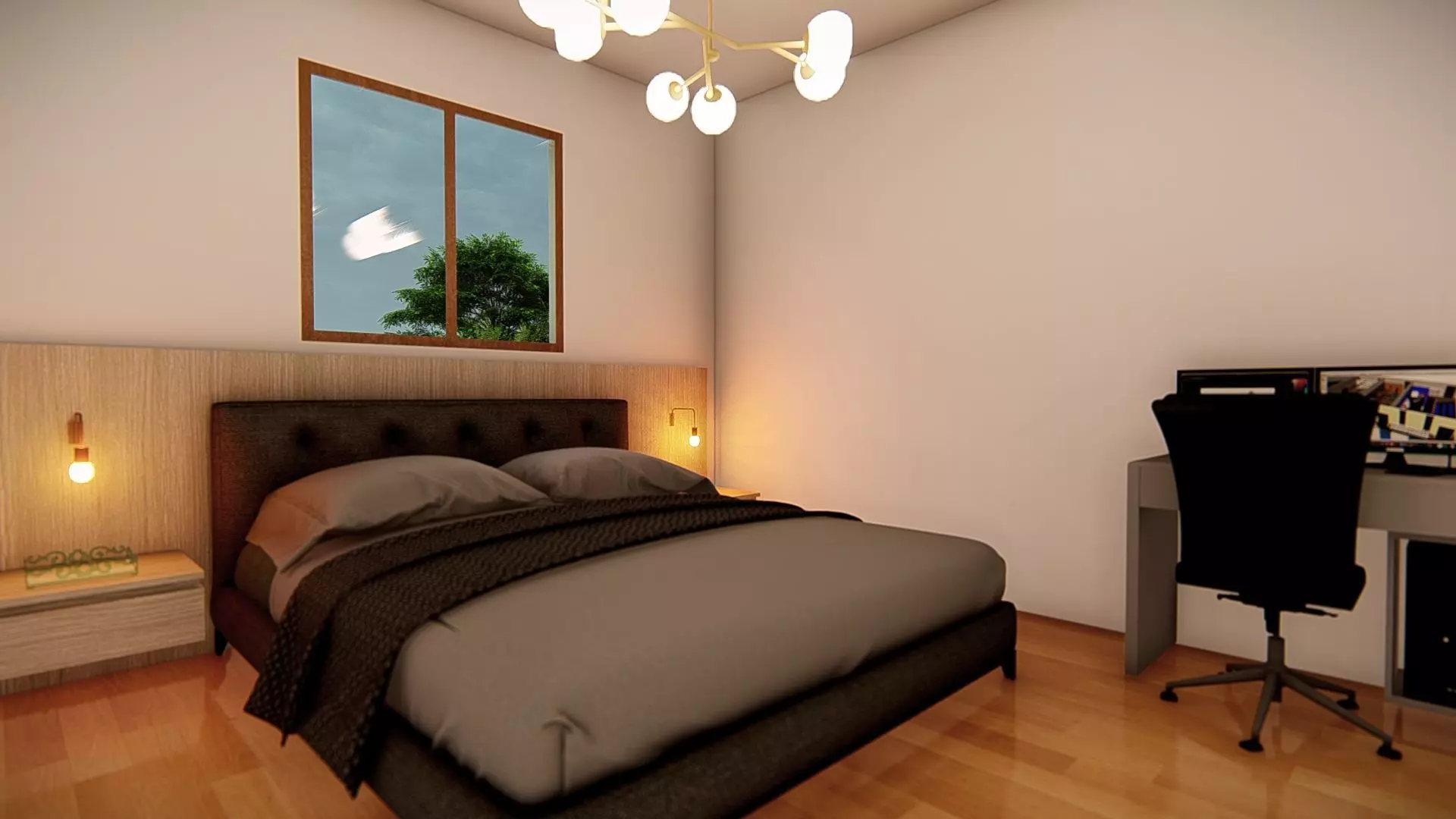 Contemporary Modern House Exterior 3D Model with Sloped Roof 3D model_14