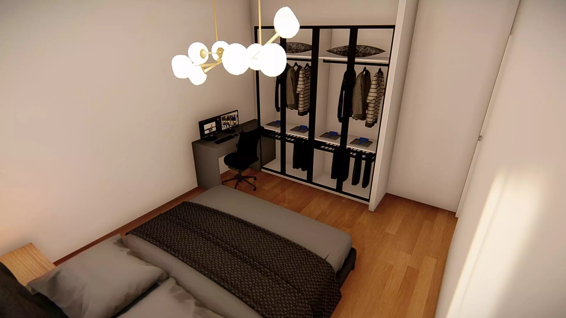 Contemporary Modern House Exterior 3D Model with Sloped Roof 3D model_6