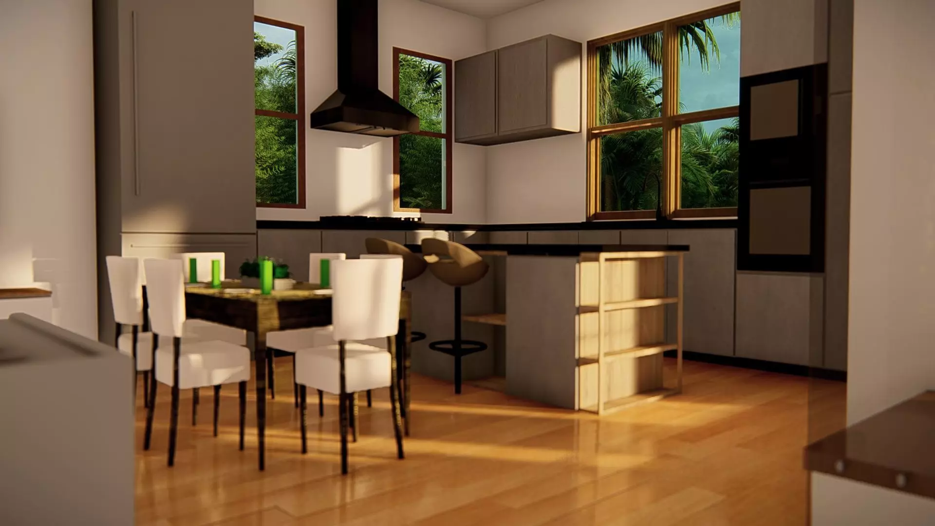 Contemporary Modern House Exterior 3D Model with Sloped Roof 3D model_7