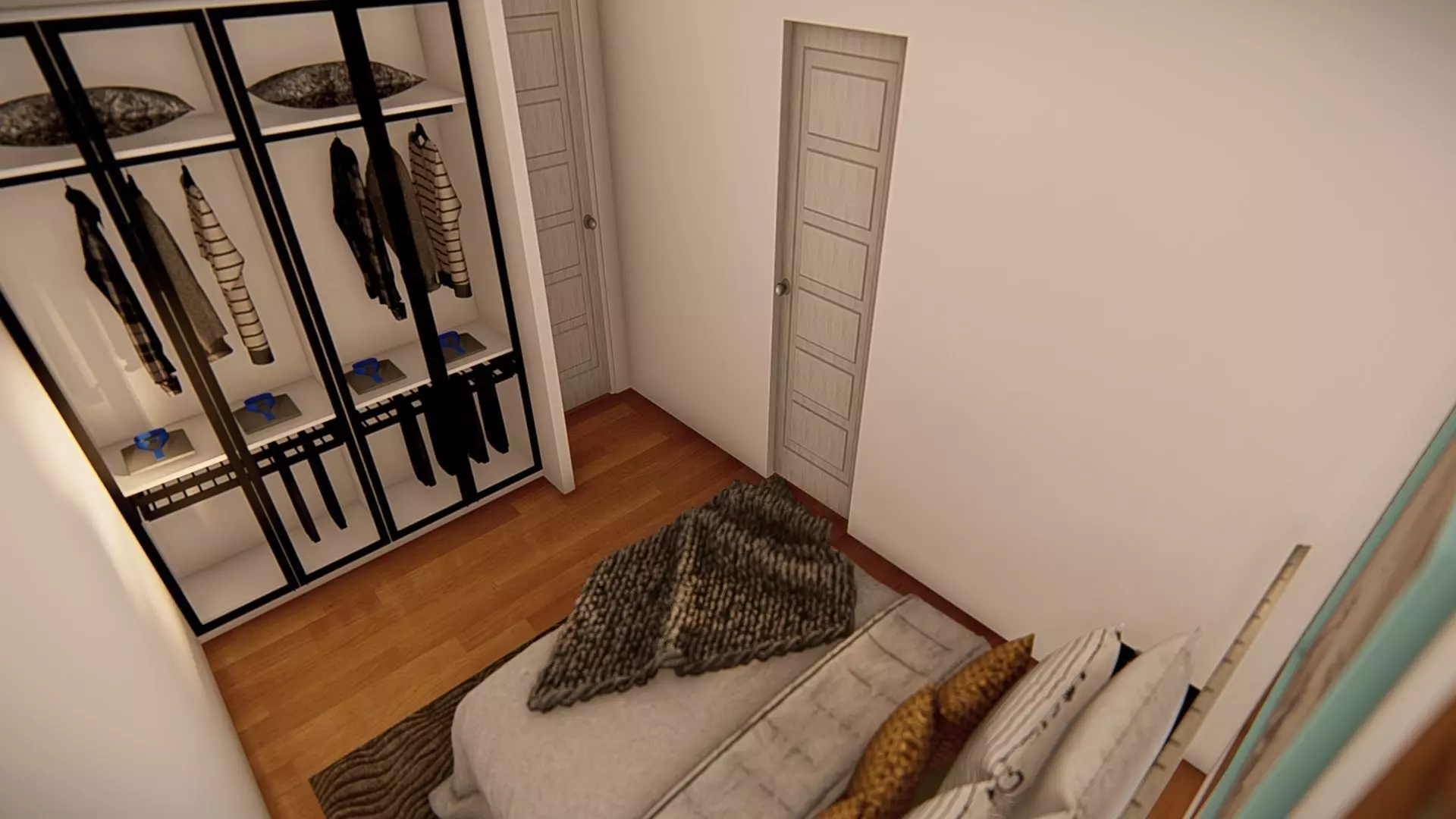 Contemporary Modern House Exterior 3D Model with Sloped Roof 3D model_13