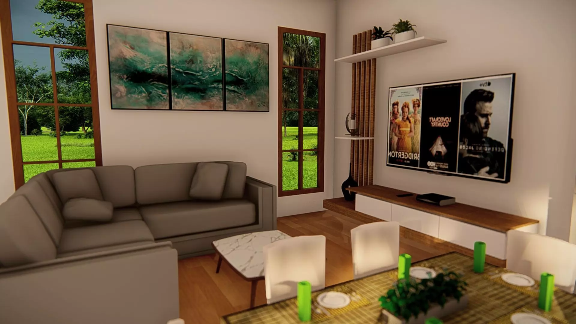 Contemporary Modern House Exterior 3D Model with Sloped Roof 3D model_10