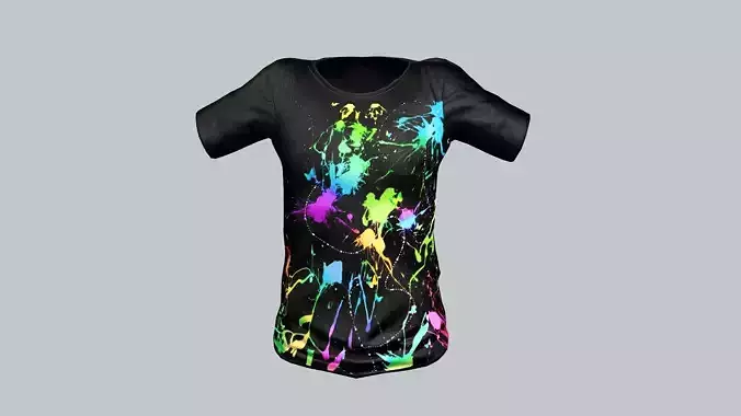 Men Black T-Shirt Short Sleeve 14 Game Ready 3D Model