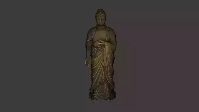 Low Poly Standing Amitabha Buddha Statue Low-poly 3D model