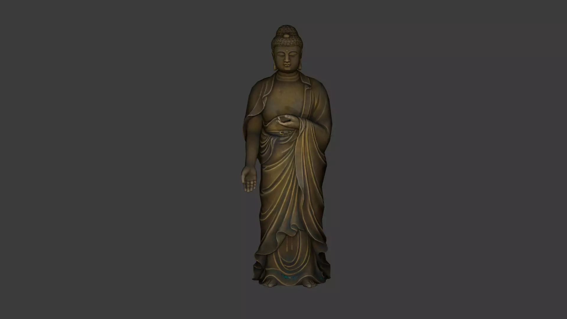 Low Poly Standing Amitabha Buddha Statue Low-poly 3D model_0