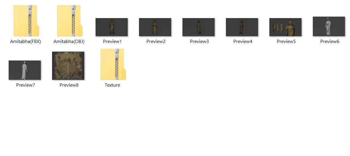 Low Poly Standing Amitabha Buddha Statue Low-poly 3D model_8