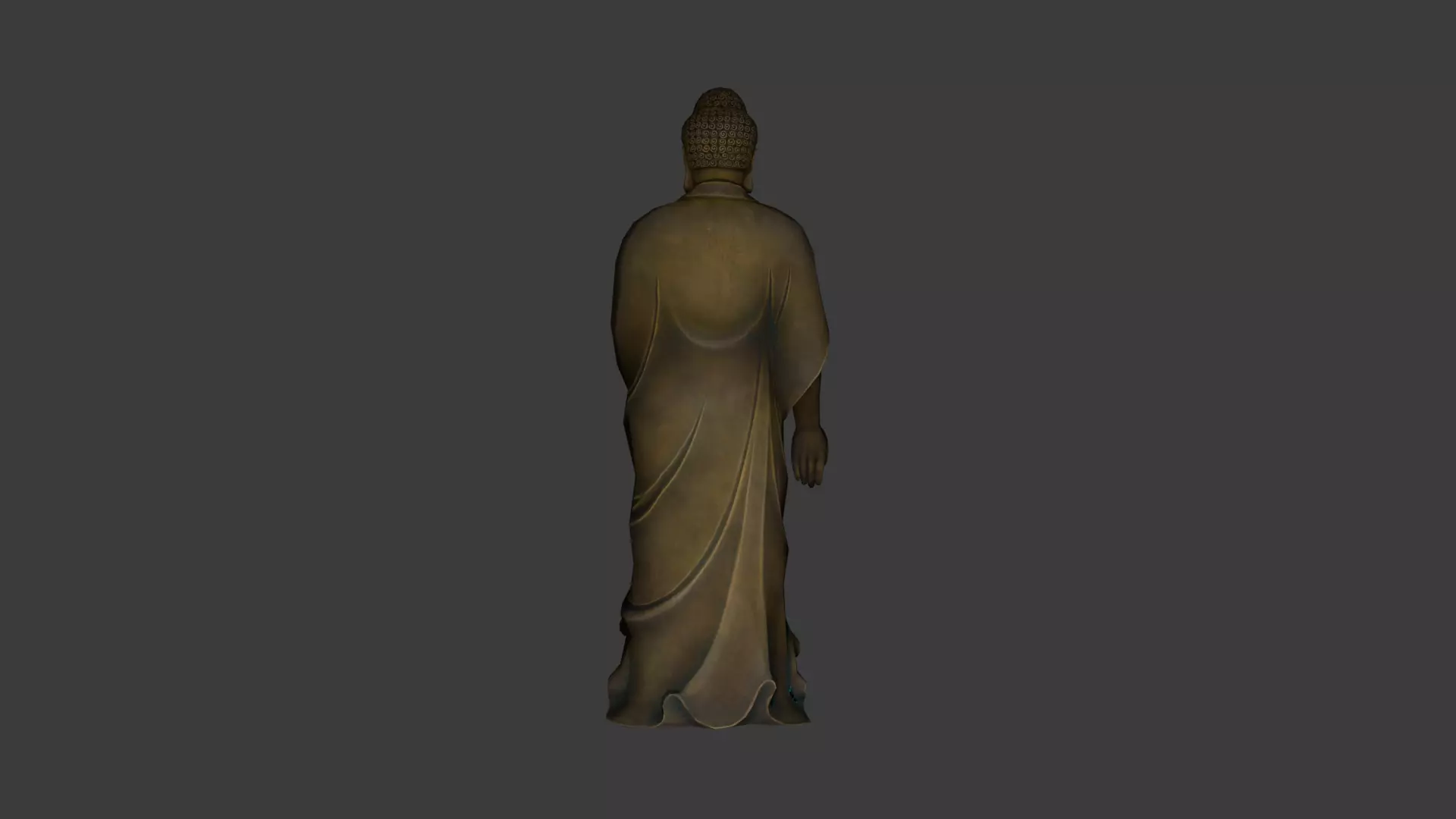 Low Poly Standing Amitabha Buddha Statue Low-poly 3D model_1