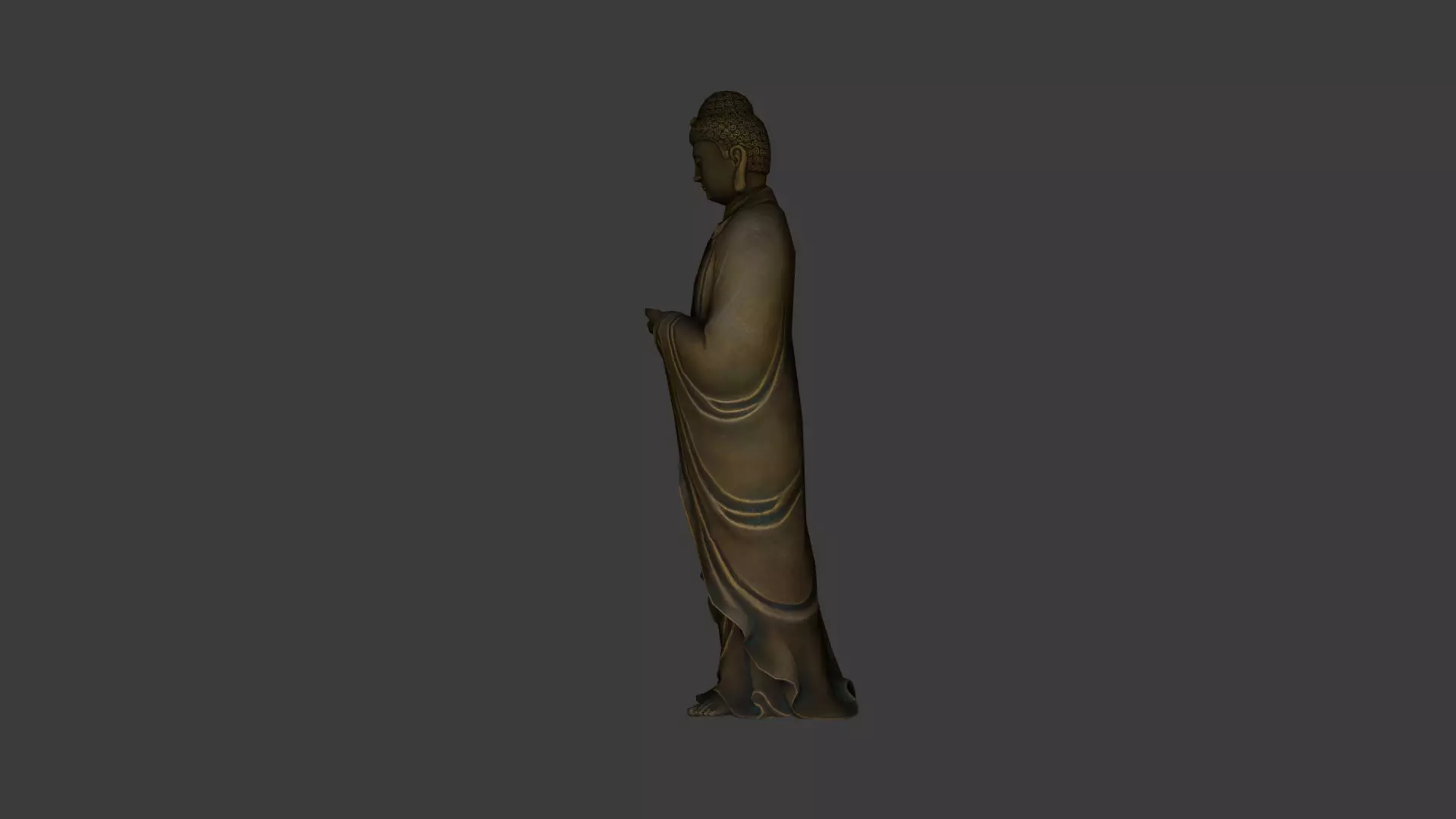 Low Poly Standing Amitabha Buddha Statue Low-poly 3D model_2