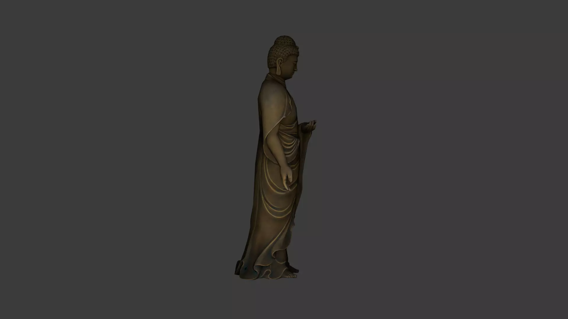 Low Poly Standing Amitabha Buddha Statue Low-poly 3D model_3