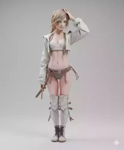 Stylized Fantasy Adventurer Blonde Woman Hoodie Armor 3D