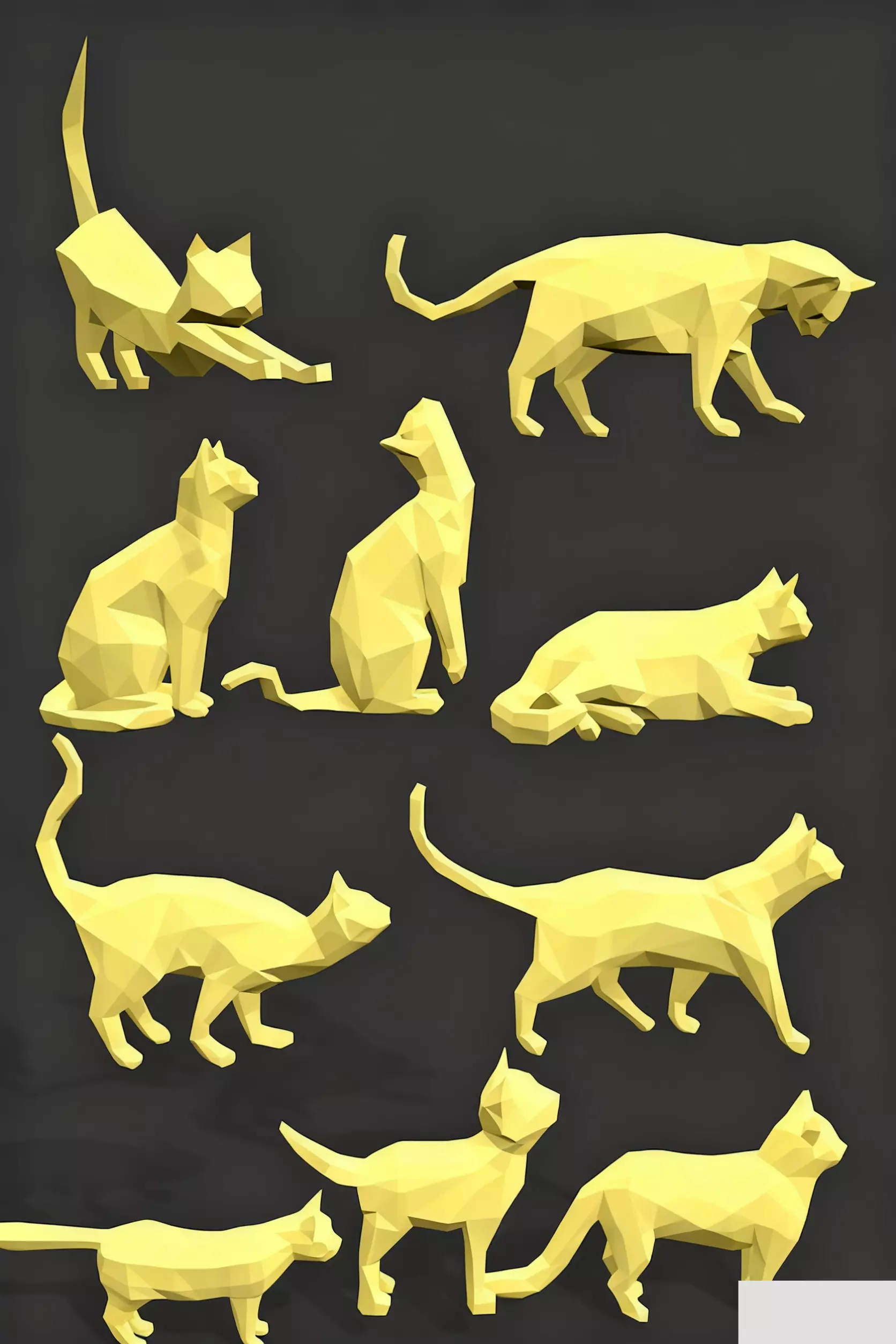 Low poly Cats pose gesture Free low-poly 3D model_0