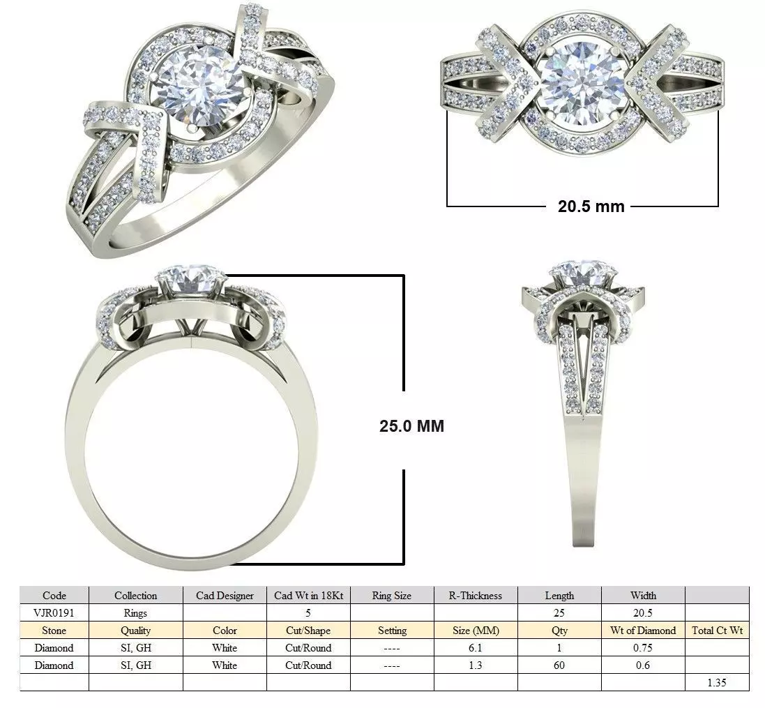 Women Ring  Render 3dm STL OBJ FBX Details 3D print model_5