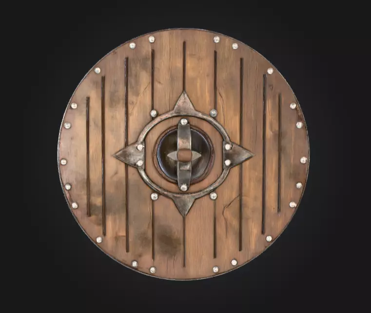 Viking Round Shield of the Iron Star Low-poly 3D model_4