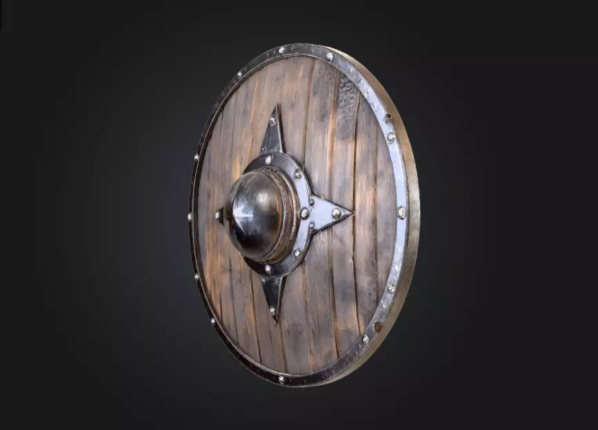 Viking Round Shield of the Iron Star Low-poly 3D model_7