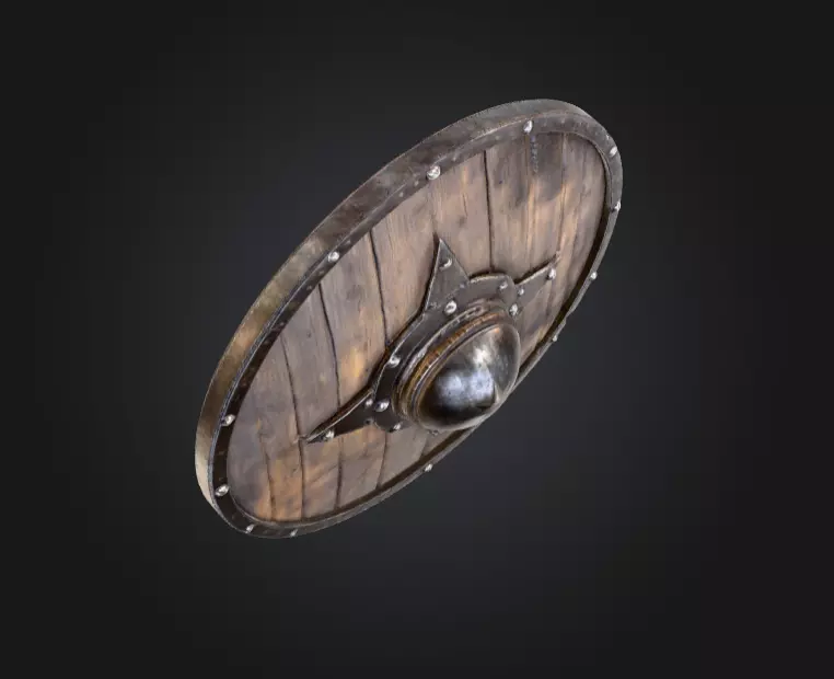 Viking Round Shield of the Iron Star Low-poly 3D model_10
