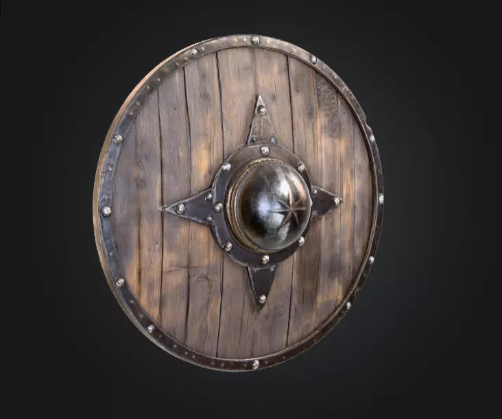 Viking Round Shield of the Iron Star Low-poly 3D model_1