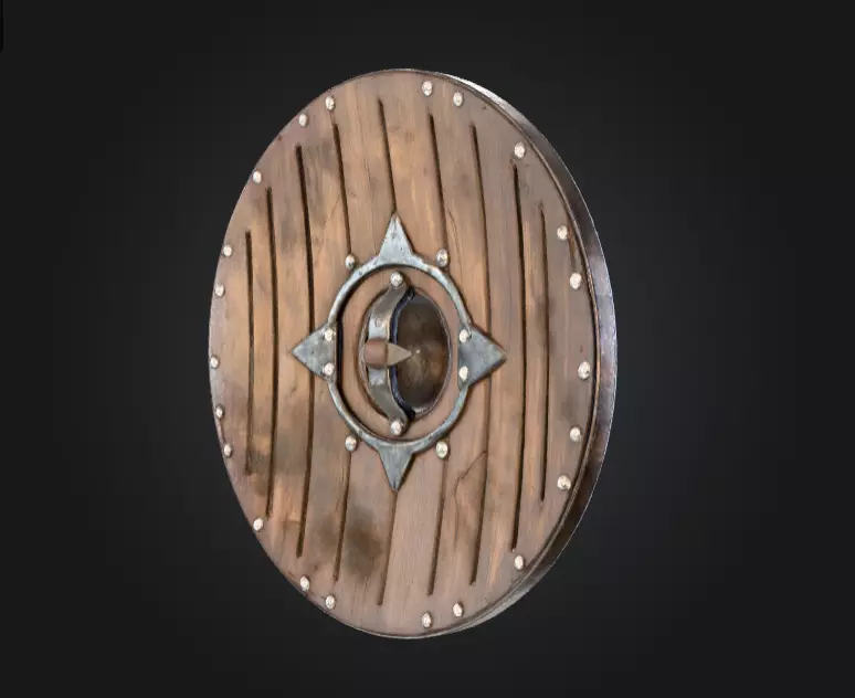 Viking Round Shield of the Iron Star Low-poly 3D model_3