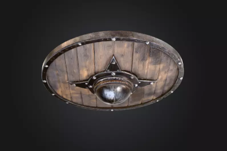 Viking Round Shield of the Iron Star Low-poly 3D model_8