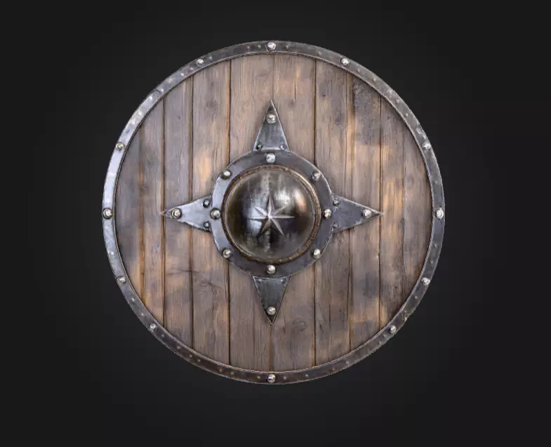 Viking Round Shield of the Iron Star Low-poly 3D model_0