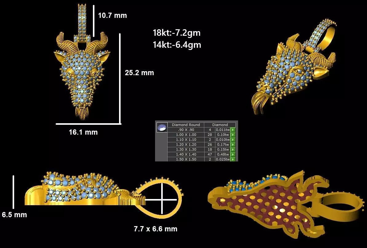 Goat Head Pendant 3D print model_12