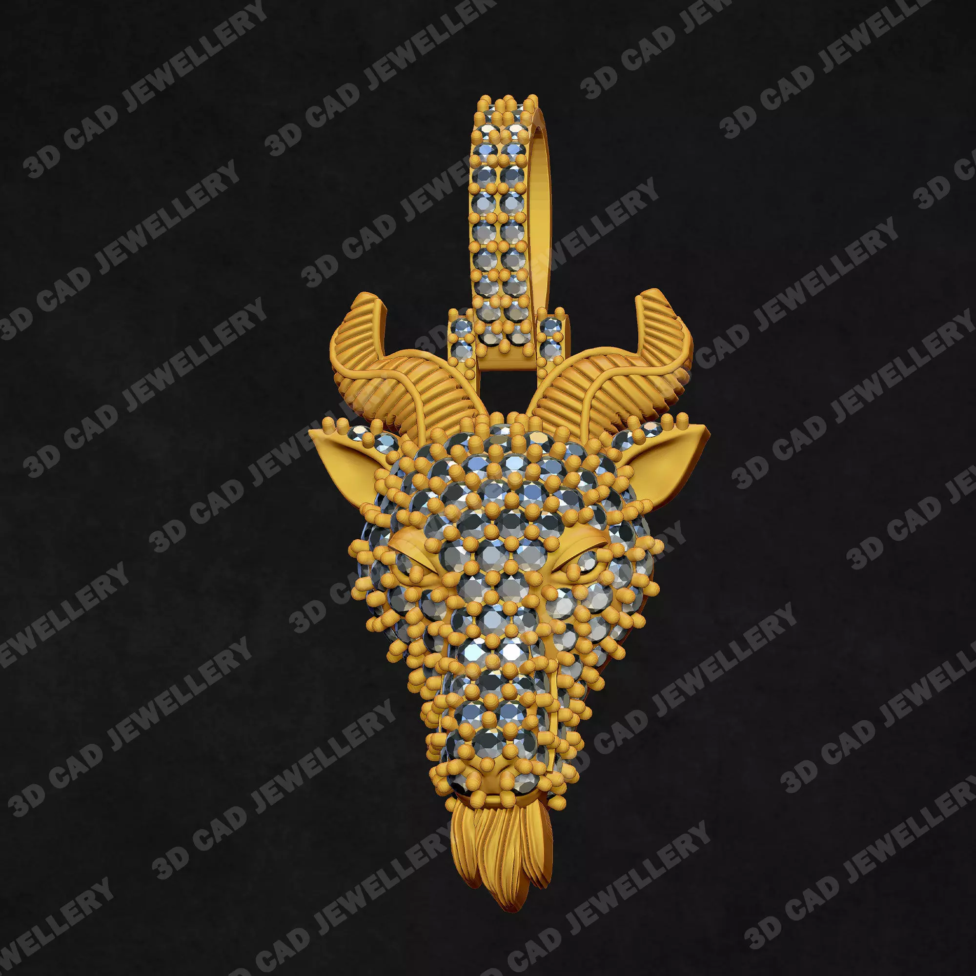 Goat Head Pendant 3D print model_0