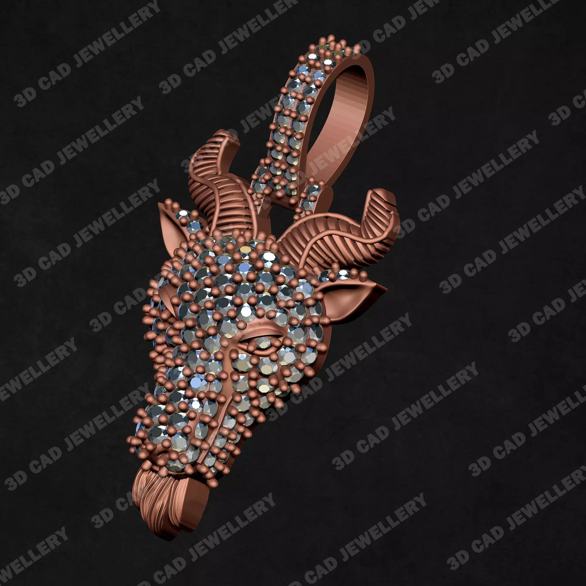 Goat Head Pendant 3D print model_10