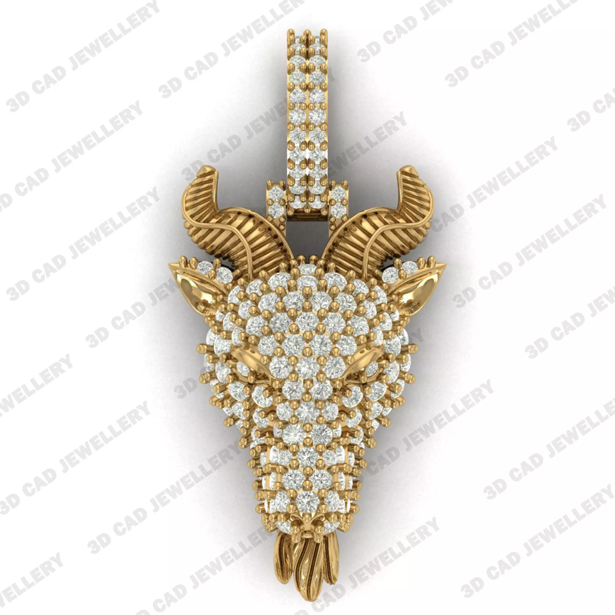 Goat Head Pendant 3D print model_1