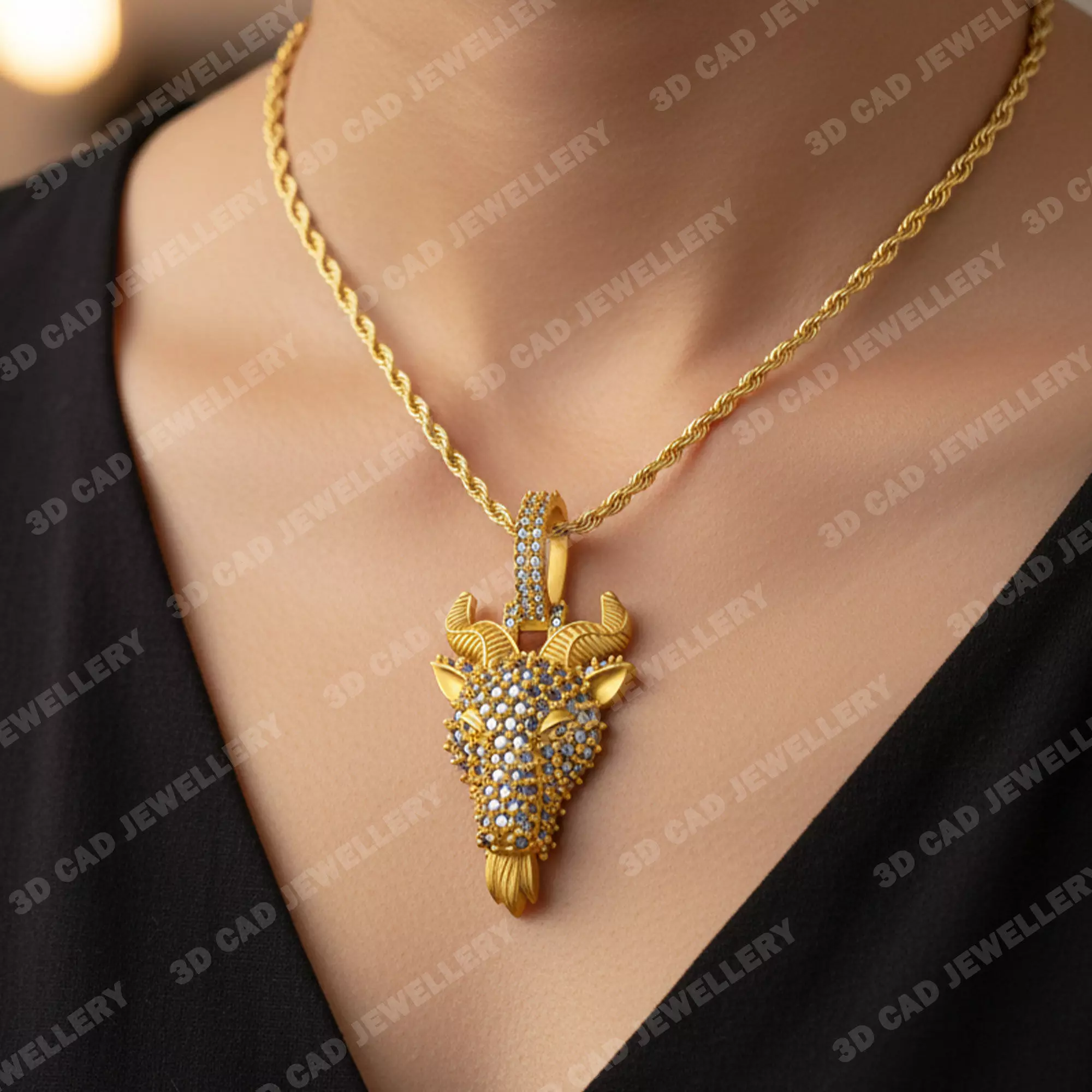 Goat Head Pendant 3D print model_6