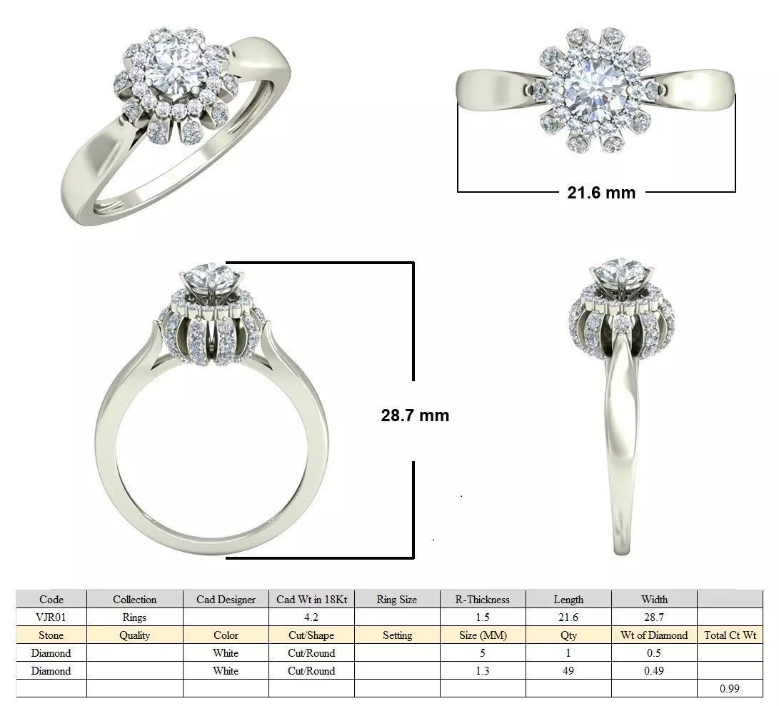 Women Ring  Render 3dm STL OBJ FBX Details 3D print model_5