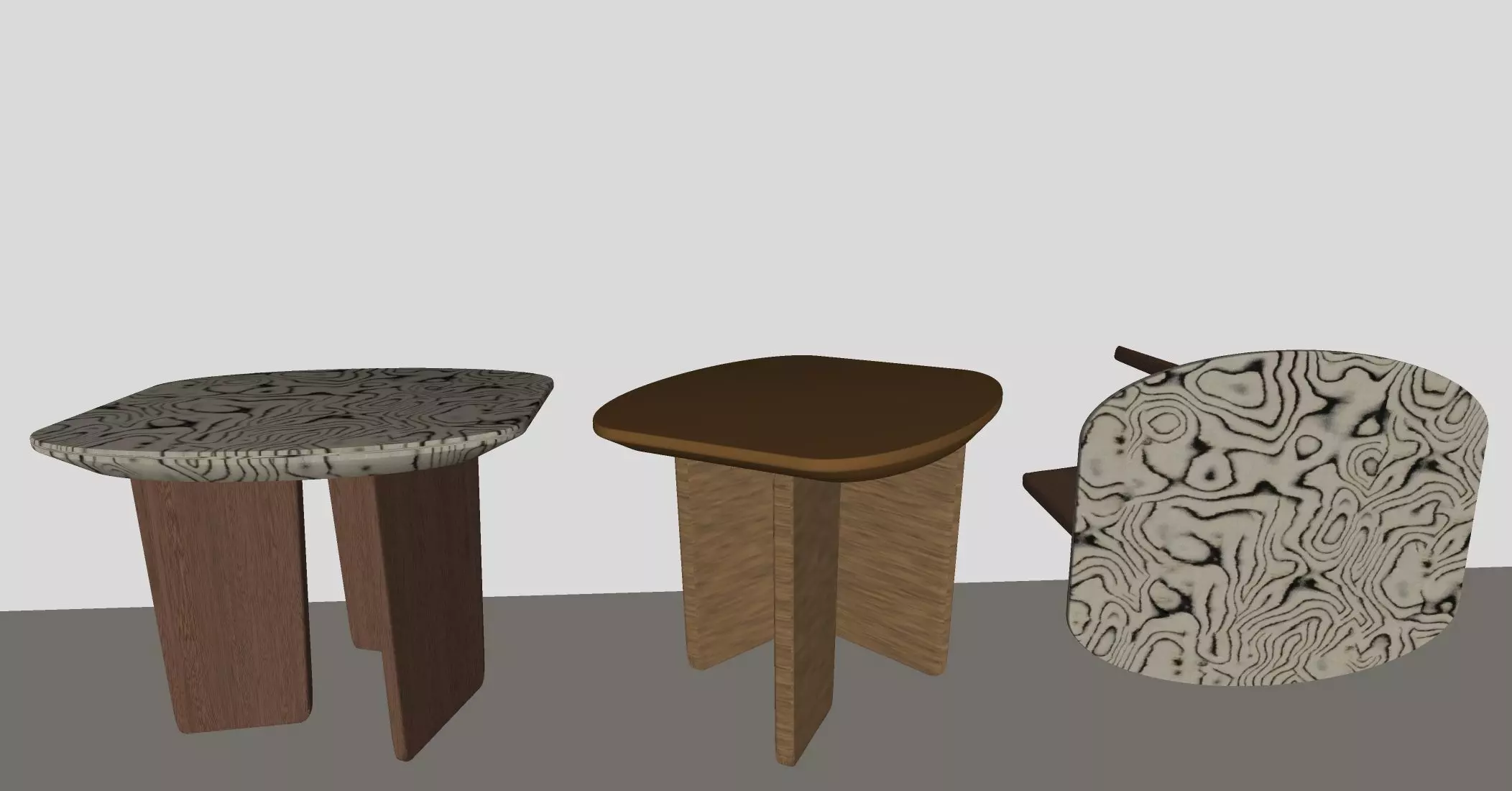 The picture shows three end tables corner tables 3D model_4
