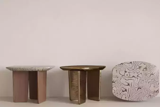 The picture shows three end tables  corner tables