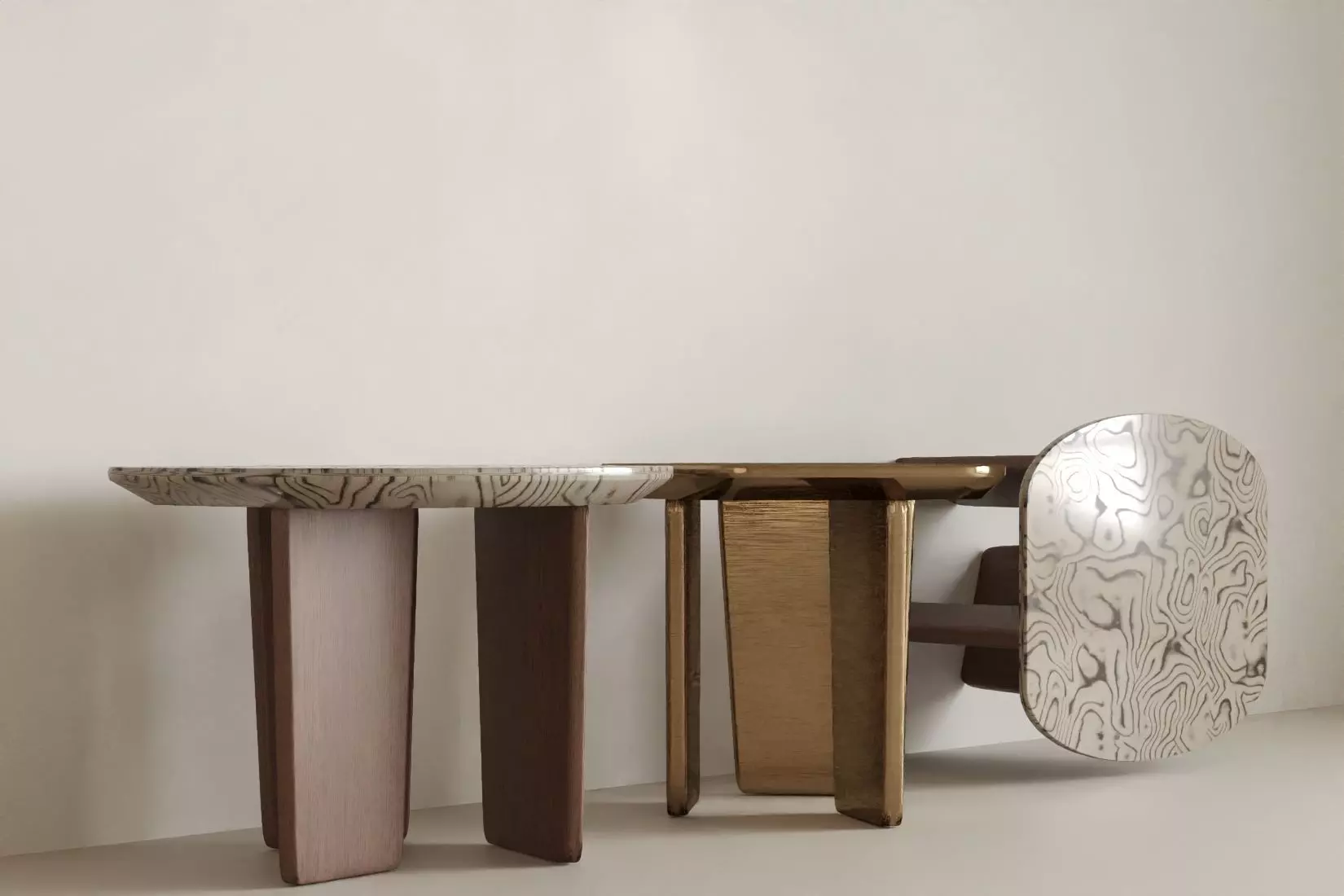 The picture shows three end tables corner tables 3D model_1