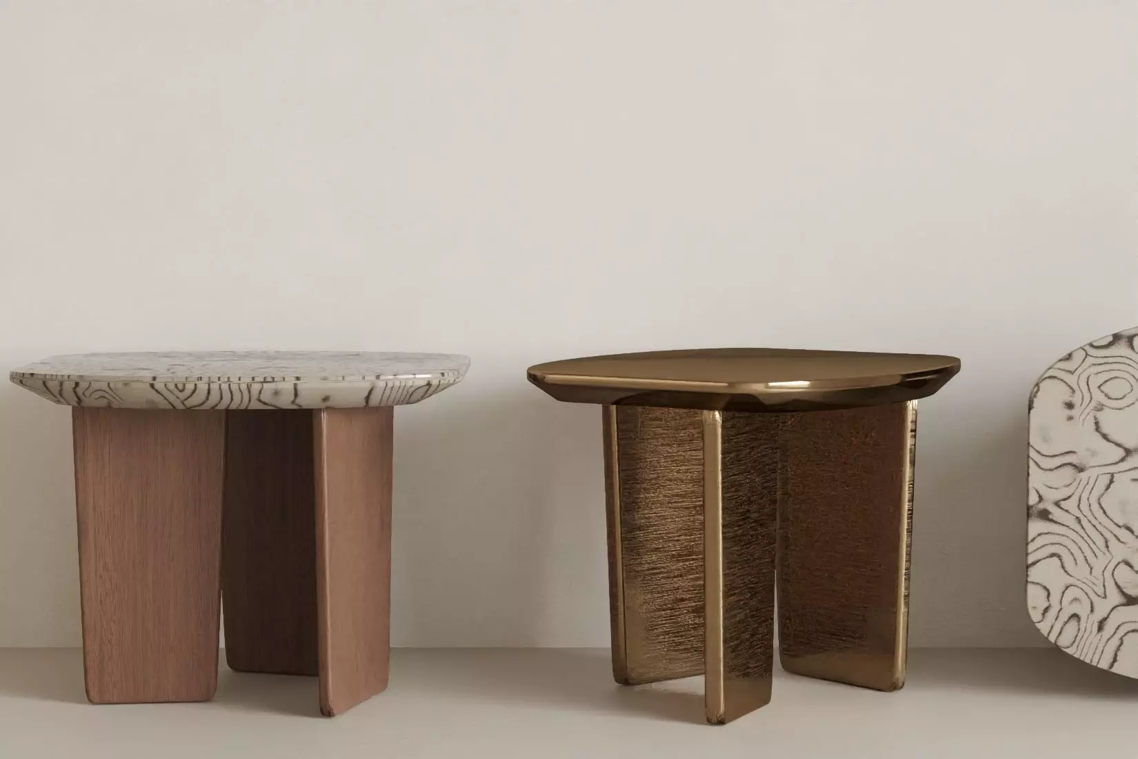 The picture shows three end tables corner tables 3D model_2