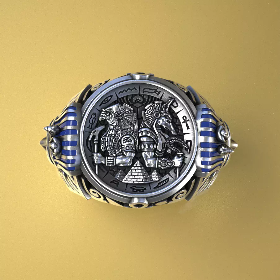Tutankhamun Anubis Horus Egyptian Ring 3D print model_0