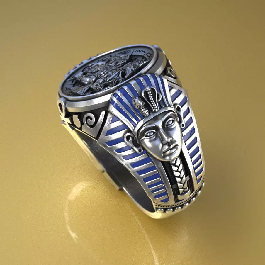 Tutankhamun Anubis Horus Egyptian Ring 3D print model_1