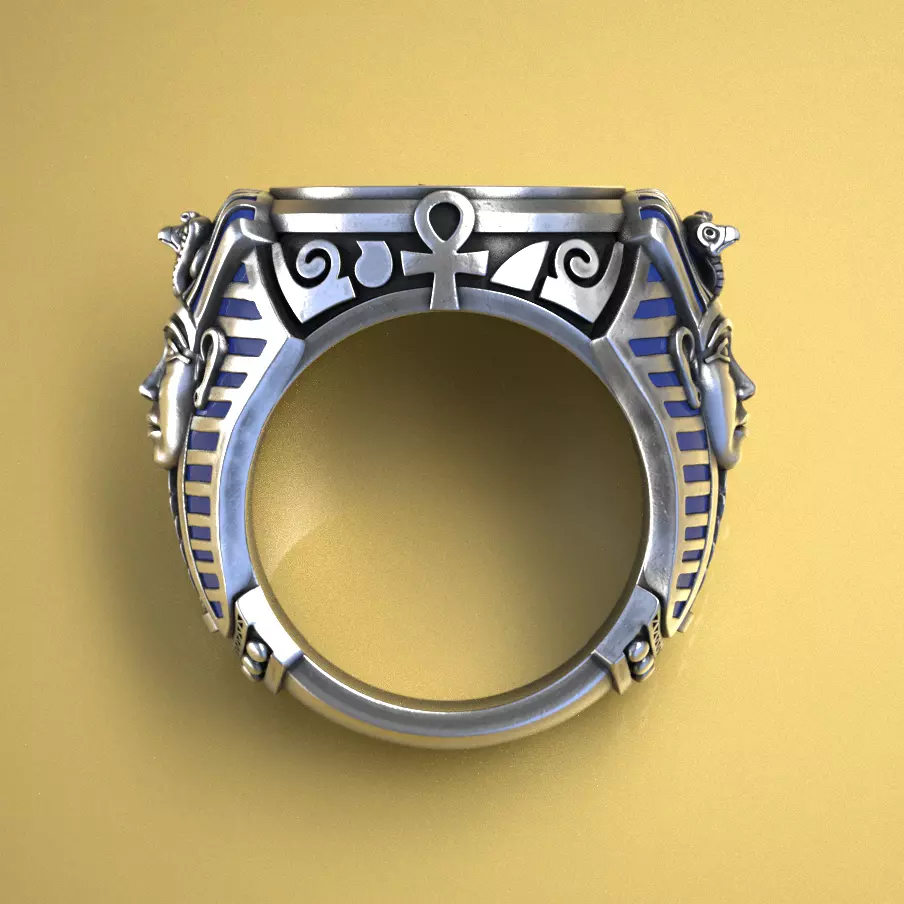 Tutankhamun Anubis Horus Egyptian Ring 3D print model_4