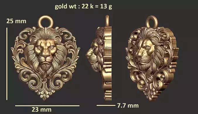 lion face pendent 3d model 