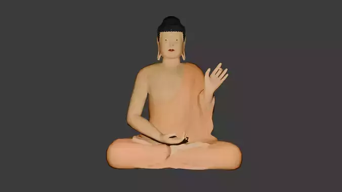 Low Poly Sitting Buddha Statue  3D Model