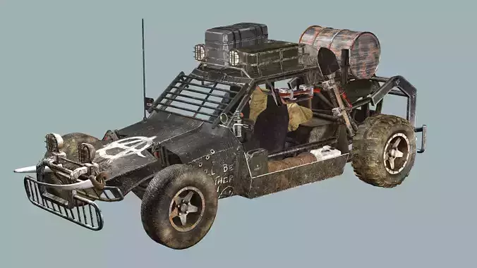 Post-Apocalypse Buggy Car G With Gunholder 3D Model