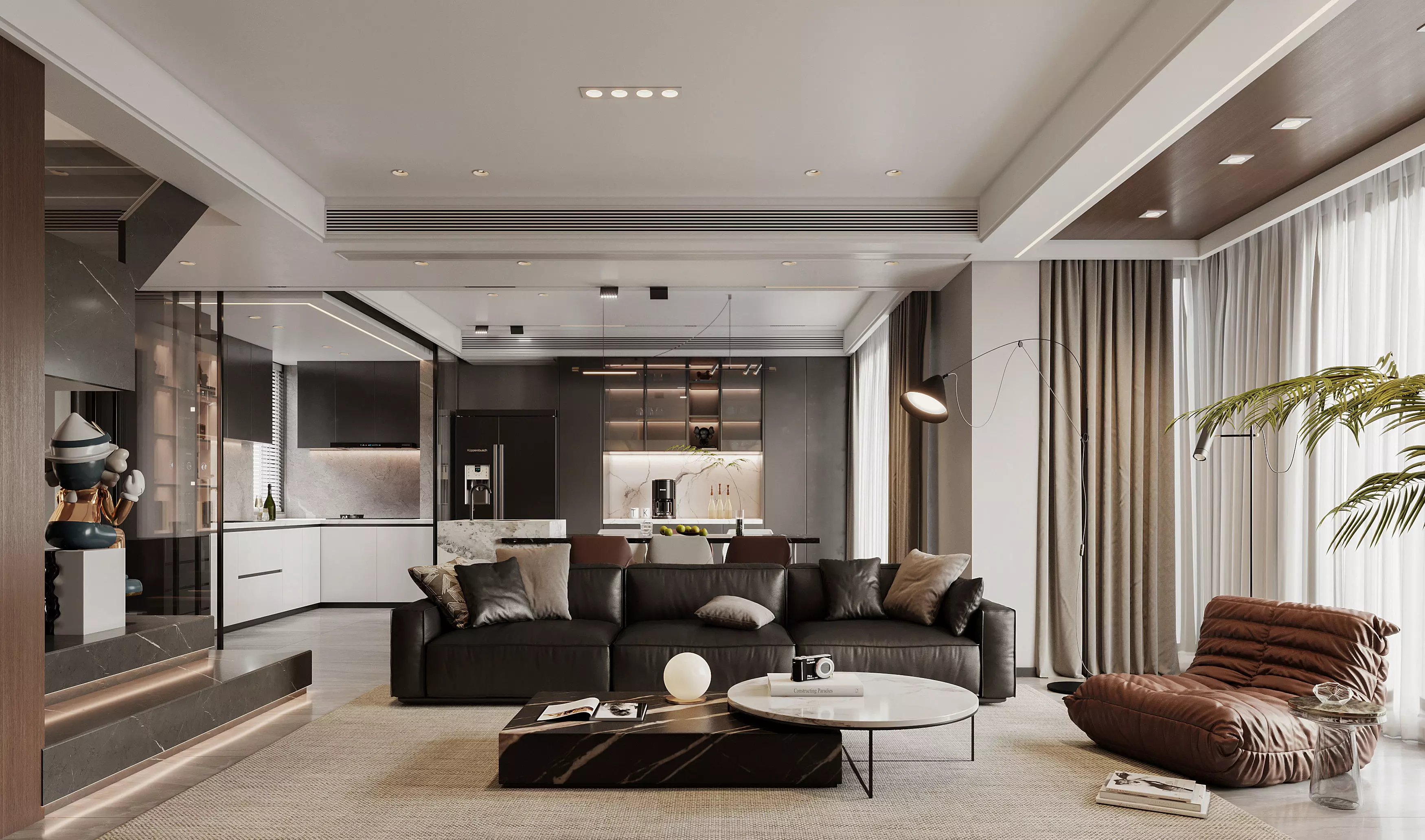 Modern living room dining room interior scenes 371 3D model