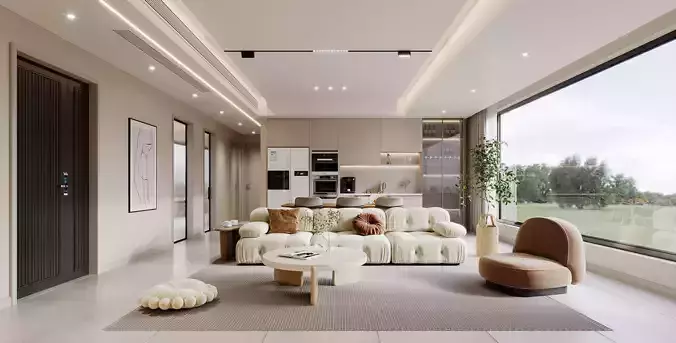 Modern living room dining room interior scenes 372