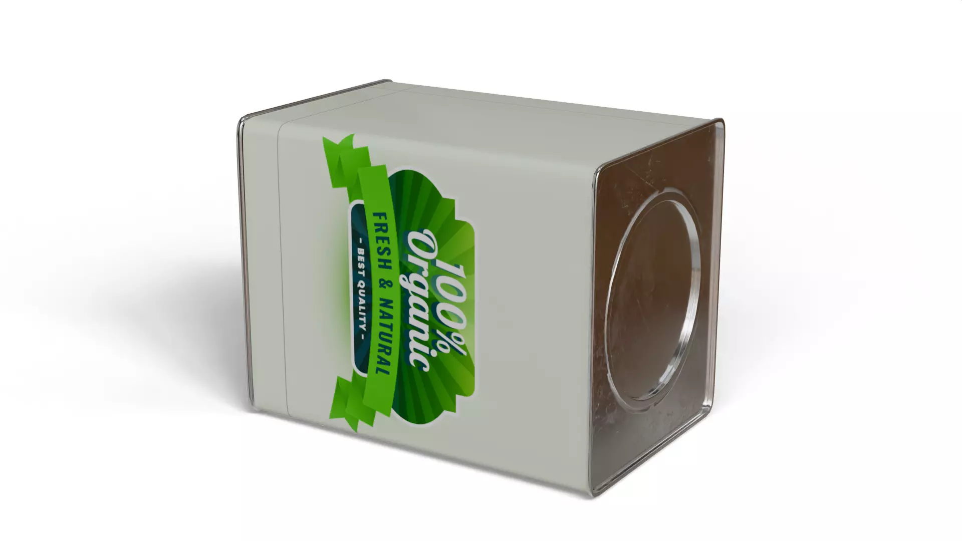 Square Aluminium food can tin 3D model_4