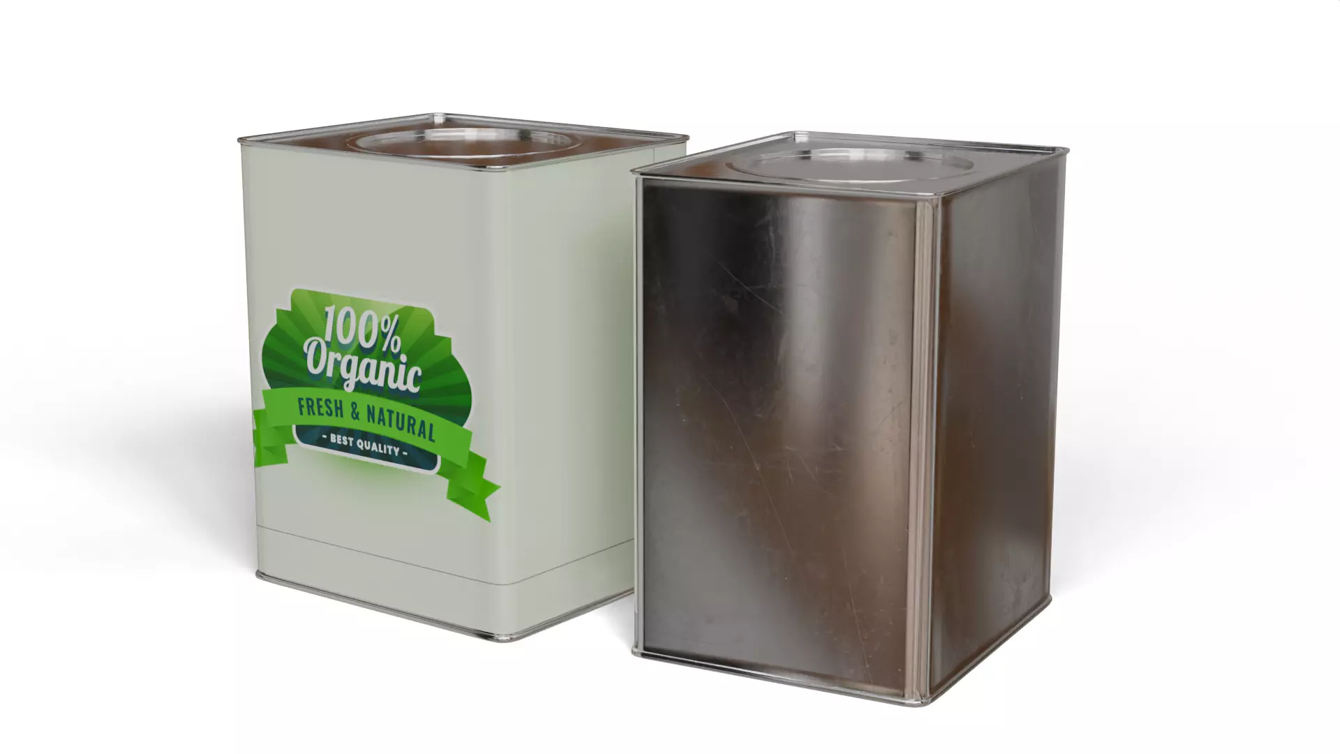 Square Aluminium food can tin 3D model_1