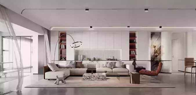 Modern living room dining room interior scenes 377