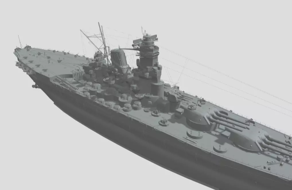 Aki Japanese Yamato Hybrid Class Battleship 3D print model_1