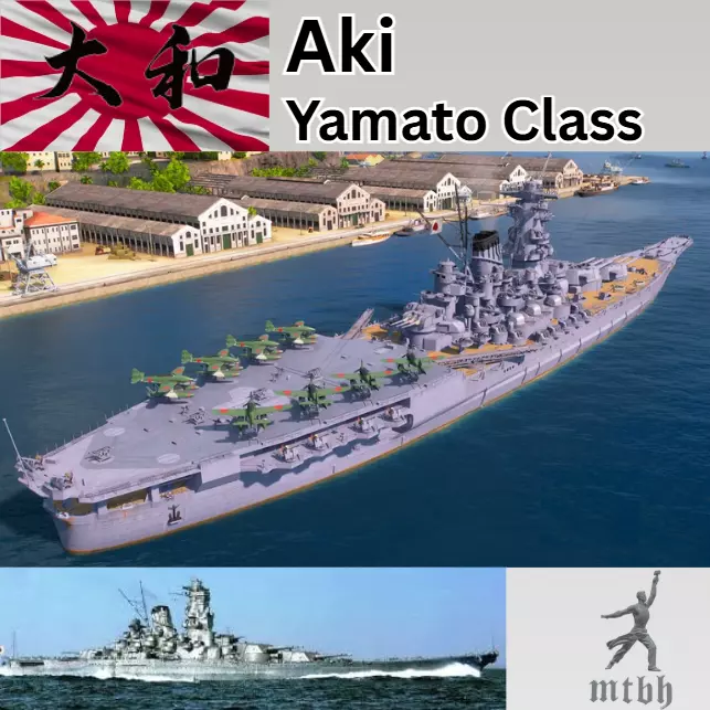Aki Japanese Yamato Hybrid Class Battleship 3D print model_0