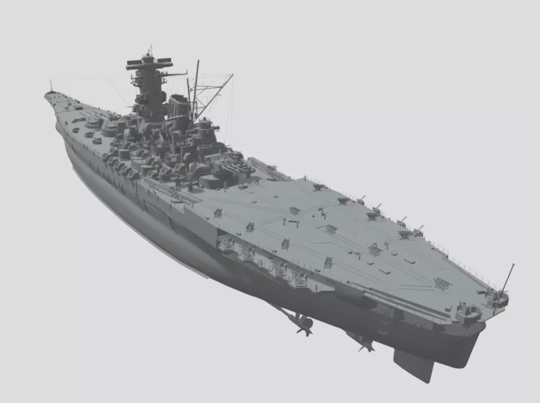 Aki Japanese Yamato Hybrid Class Battleship 3D print model_2