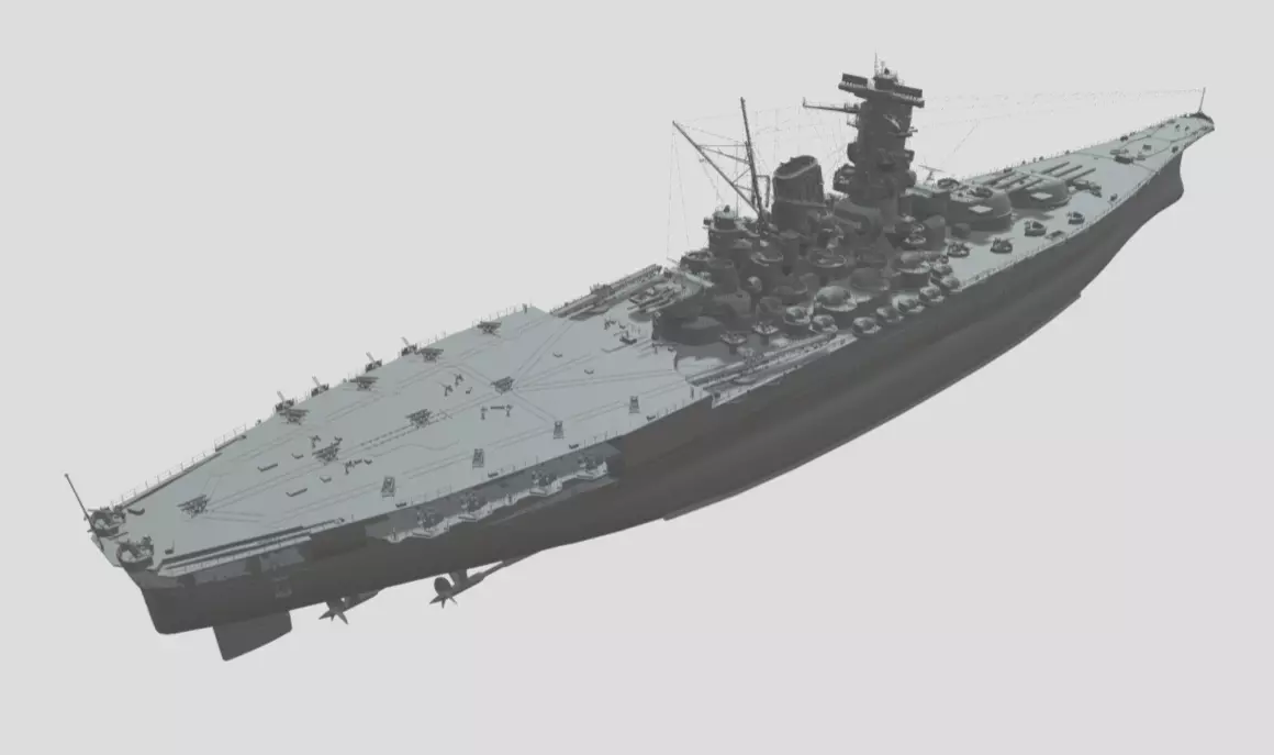 Aki Japanese Yamato Hybrid Class Battleship 3D print model_4