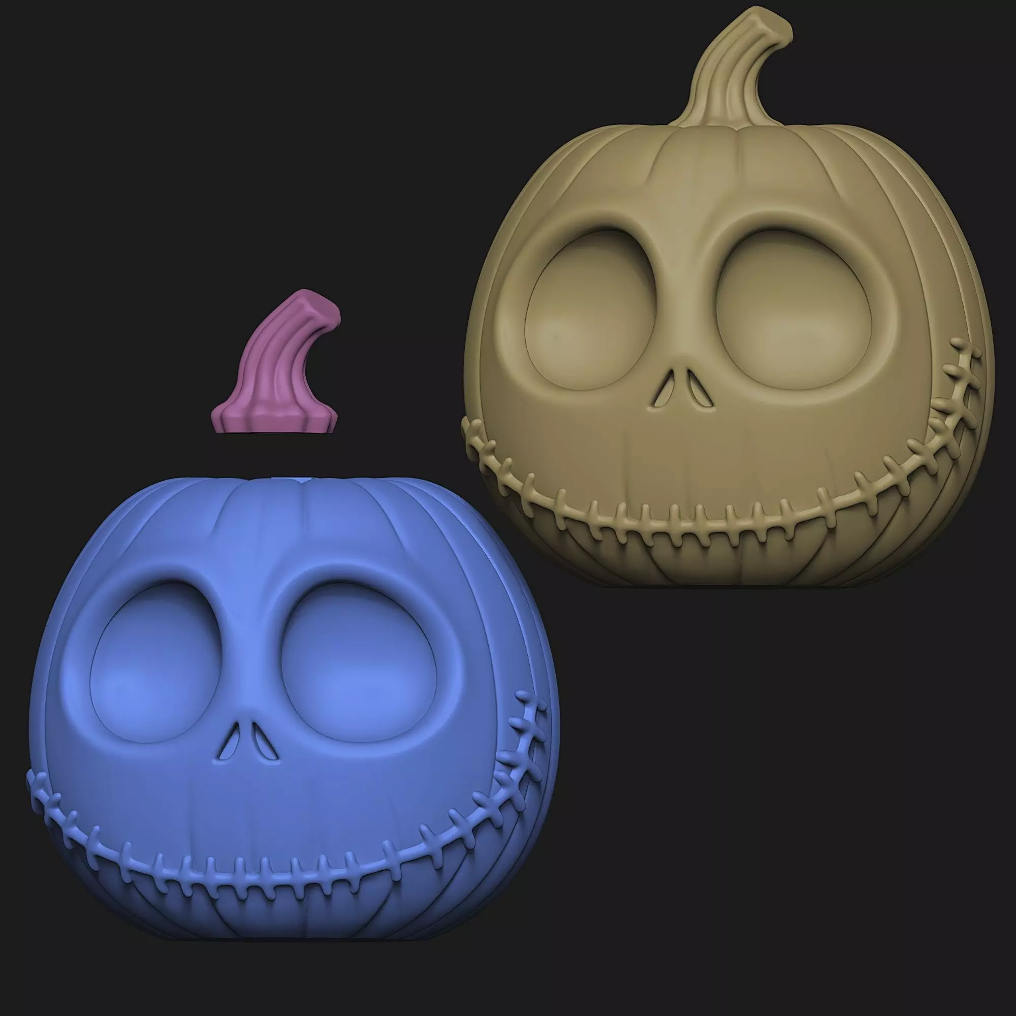 Jack Skellington Pumpkin 3 Versions Decor Carved Candy Bowl 3D print model_6