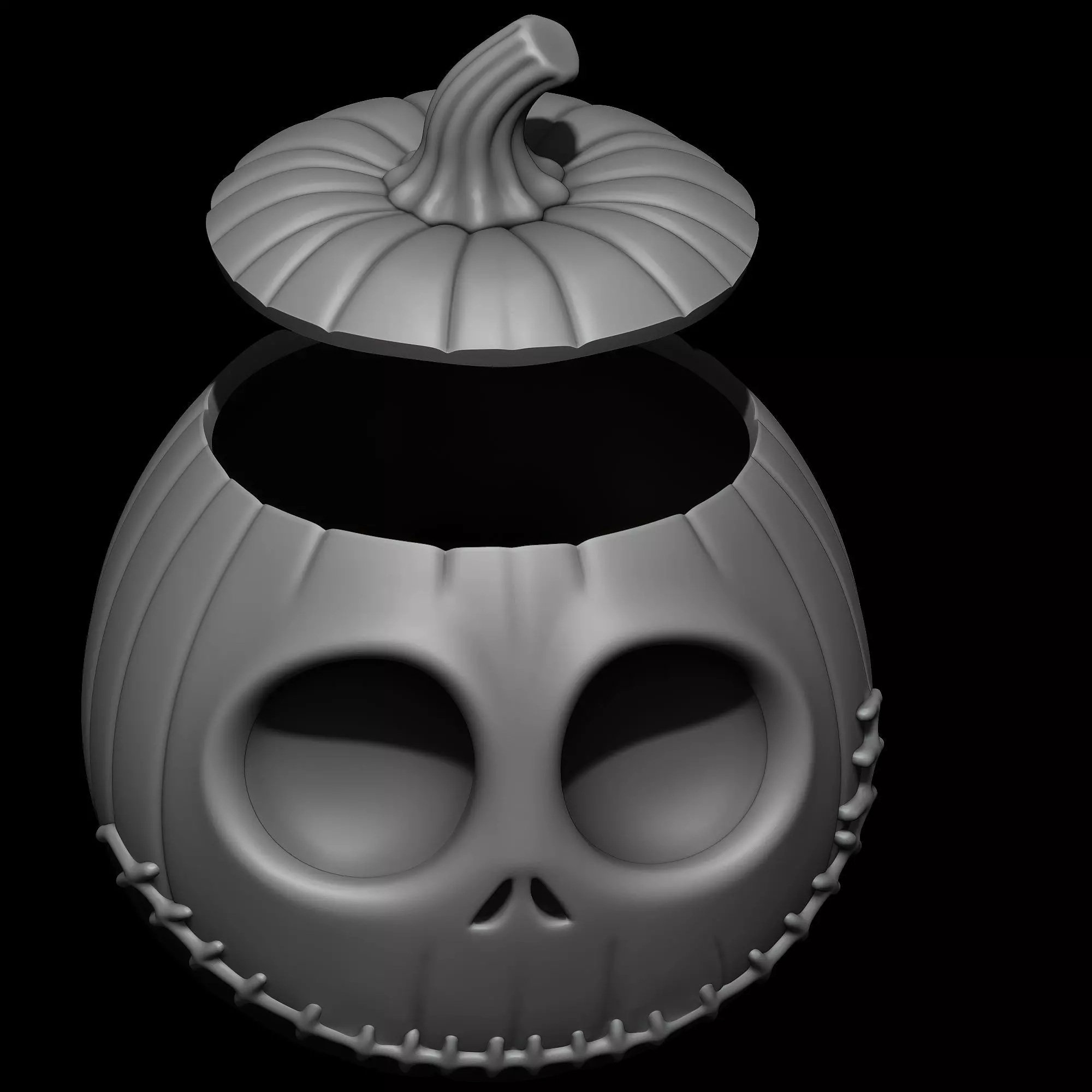 Jack Skellington Pumpkin 3 Versions Decor Carved Candy Bowl 3D print model_5