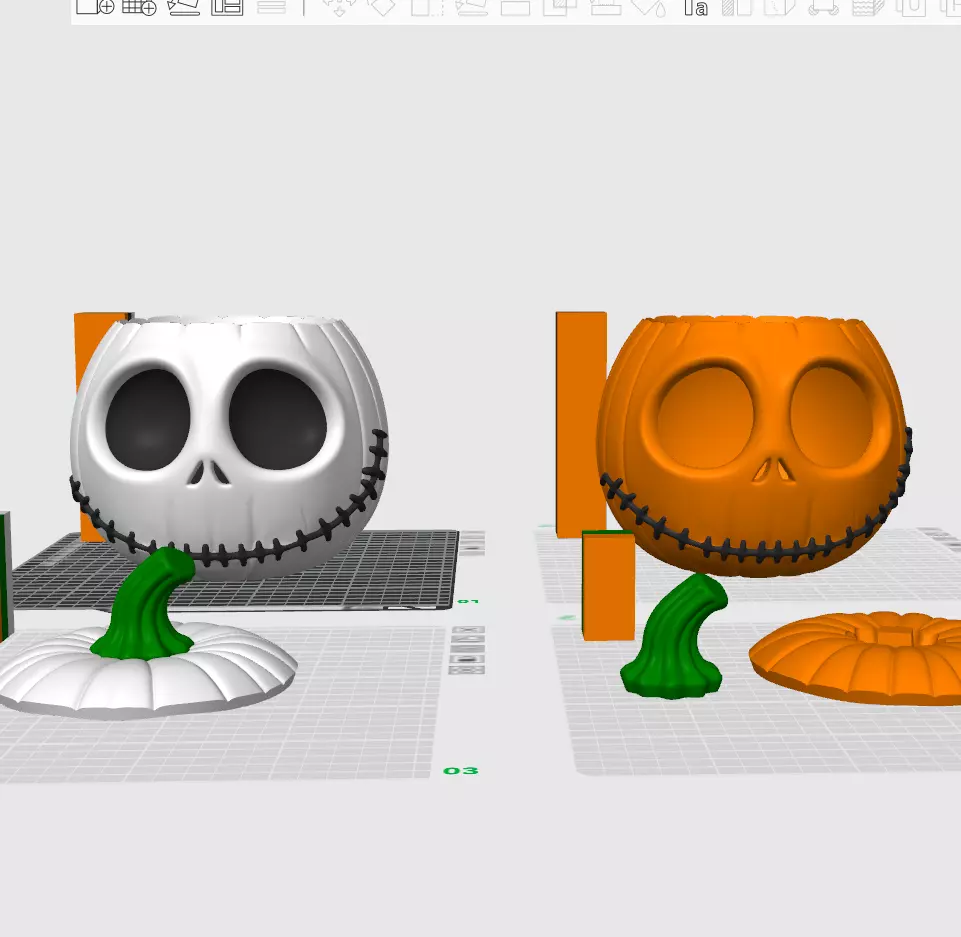 Jack Skellington Pumpkin 3 Versions Decor Carved Candy Bowl 3D print model_9